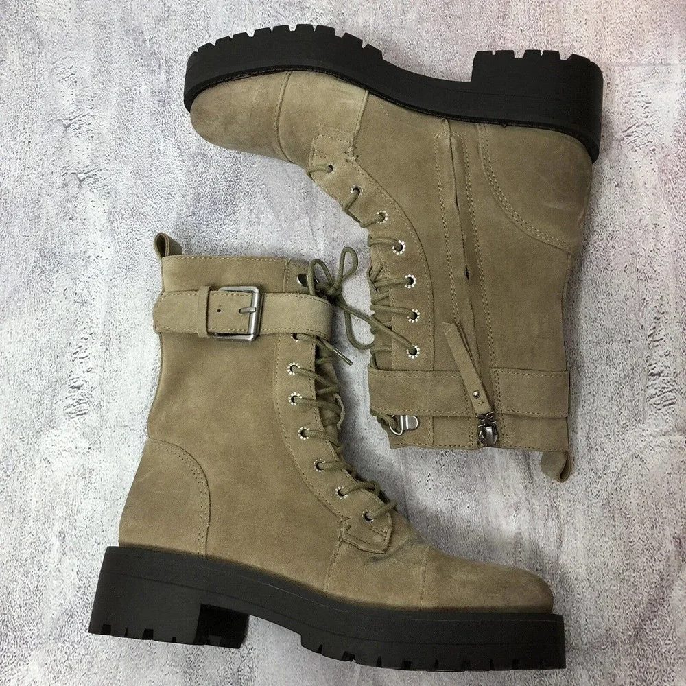 NEW Sam Edelman Womens Junip Combat Boots Size 6 Suede‎ Leather Lace Up FLAW